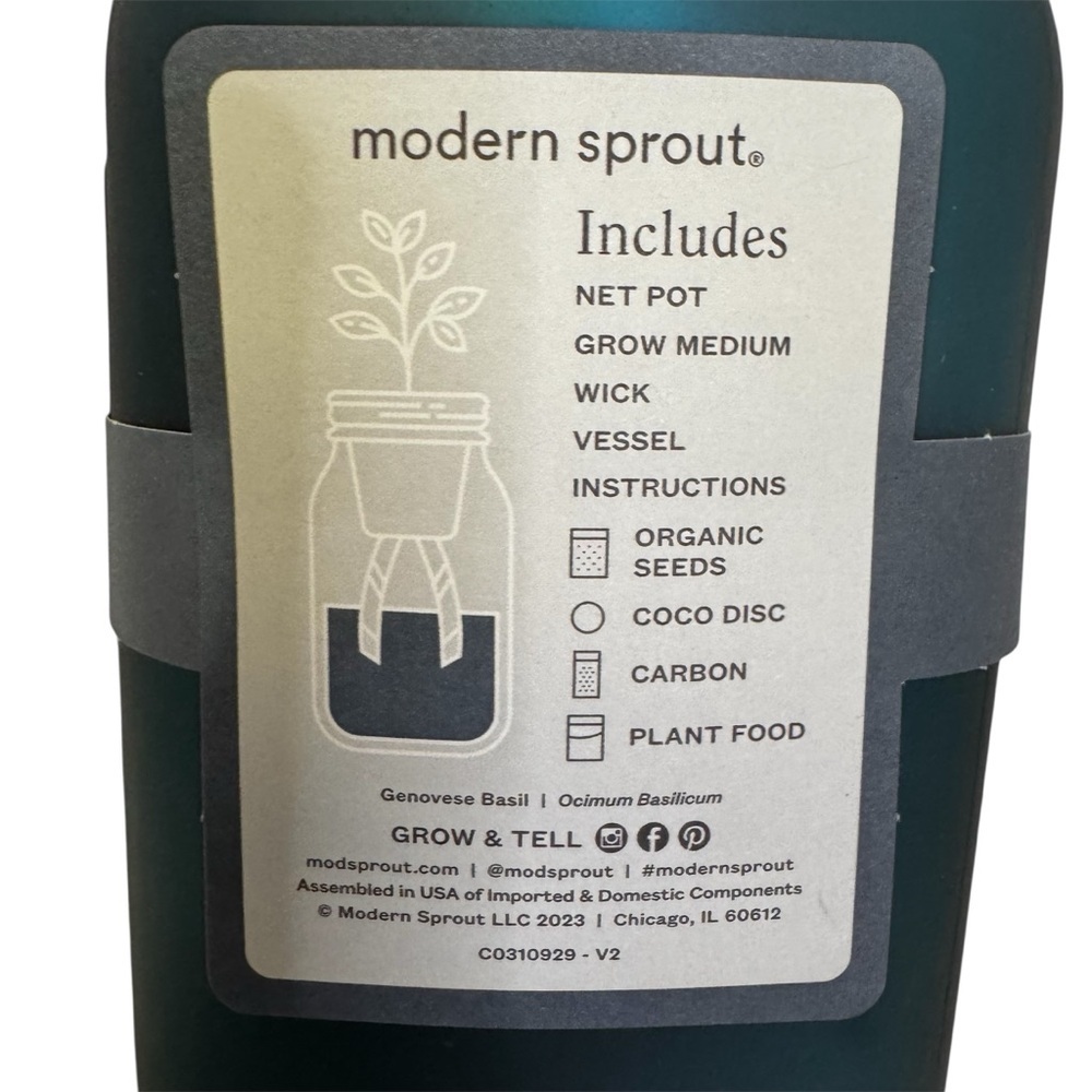 Modern Sprout Basil Hydroponic Grow Kit Dark Green Jar All in One Kit  NEW - Picture 7 of 7